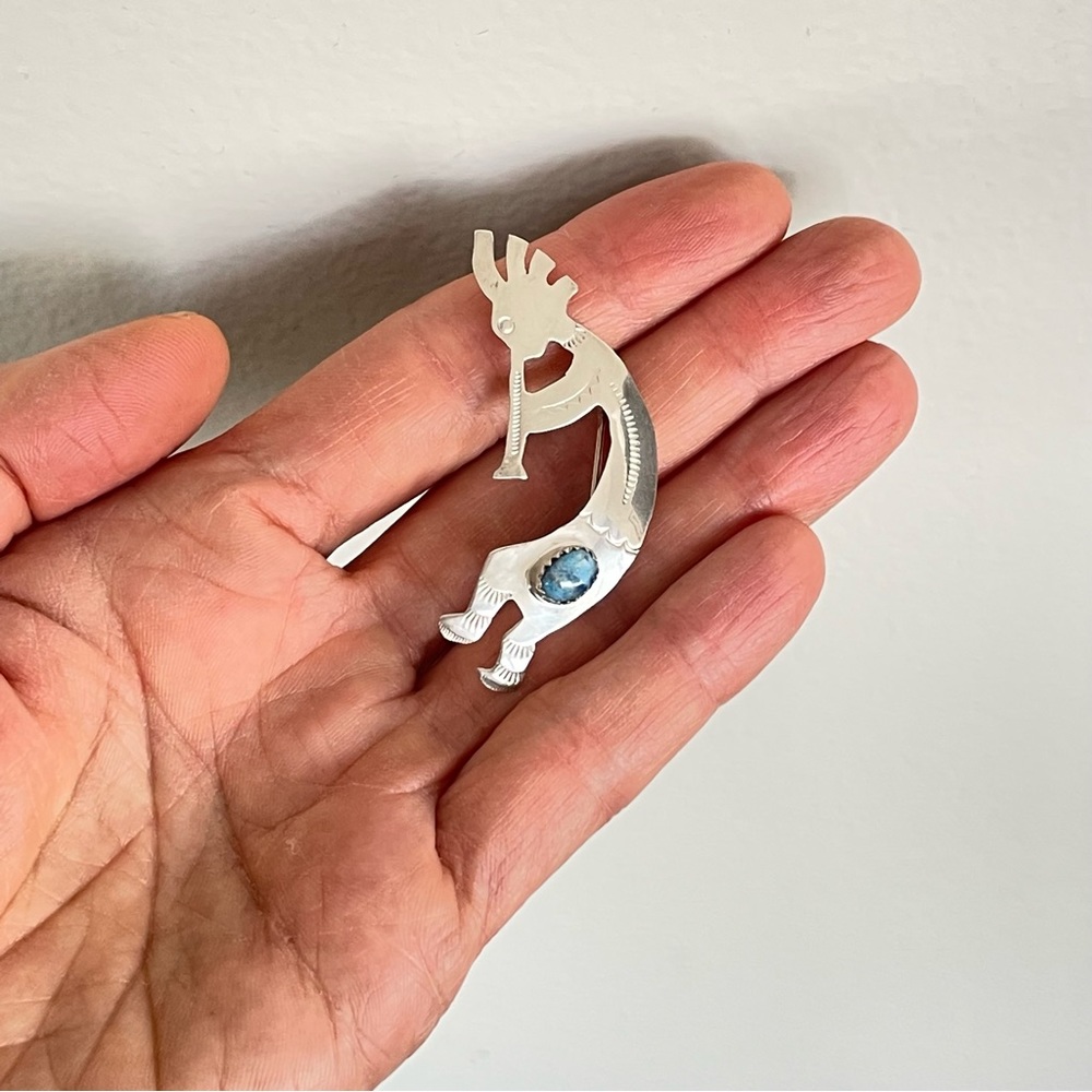 Native American Dancing Kokopelli Sterling Silver 2-in-1 Brooch & Necklace
